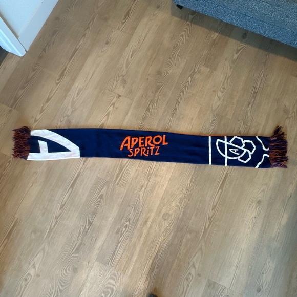 Aperol Spritz reversible Ski Scarf Orange & Blue Tassel Winter Wrap Apres-Ski - Picture 6 of 9